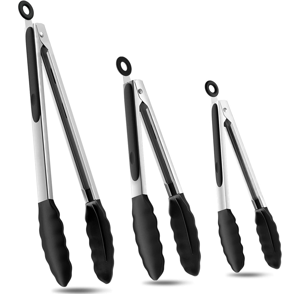 Kitchen Gadgets Gifts - Silicone BBQ Grilling Tongs Kitchen Cooking